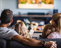 family watching tv