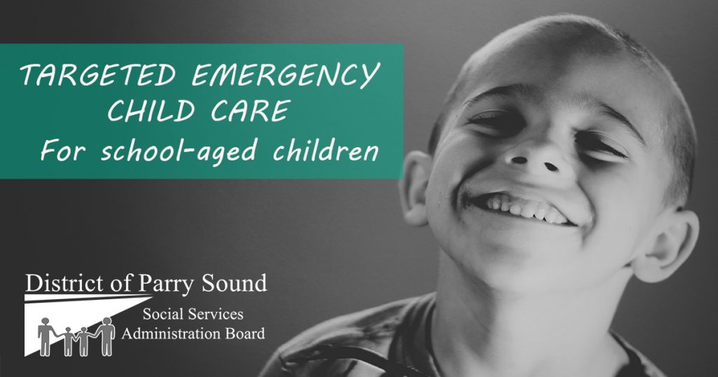 image of a child text reads targeted emergency child care